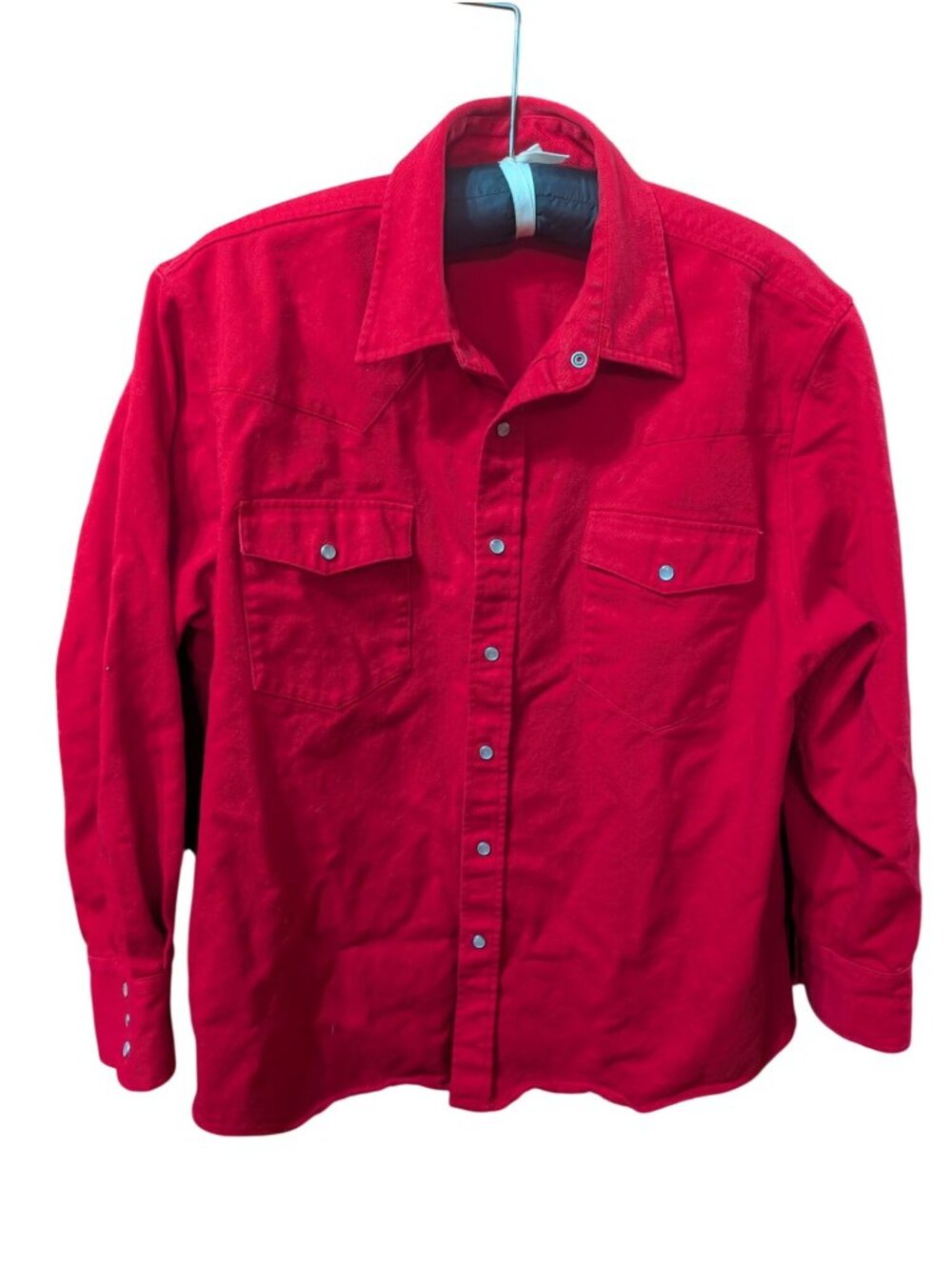 Marlboro Red Cotton Western Shirt With Pearl Snap Buttons Mens Size Large 1990s
